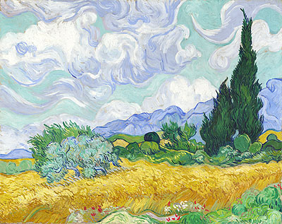 Wheatfield with Cypresses, 1889 | Vincent van Gogh | Painting Reproduction