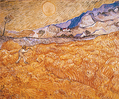 Wheat Field Behind Saint-Paul Hospital with Reaper | Vincent van Gogh | Painting Reproduction