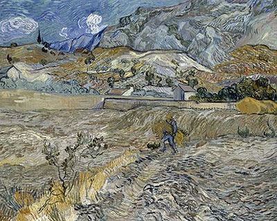 Enclosed Wheat Field with Peasant, 1889 | Vincent van Gogh | Gemälde Reproduktion