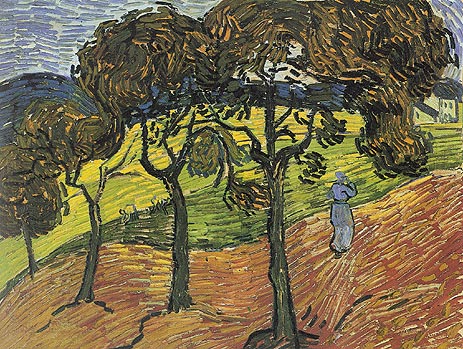 Landscape with Trees and Figures, 1889 | Vincent van Gogh | Gemälde Reproduktion