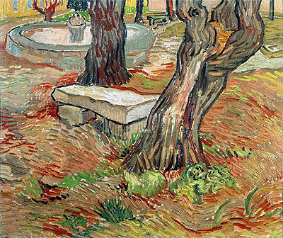 The Stone Bench in Garden of Saint-Paul Hospital, 1889 | Vincent van Gogh | Painting Reproduction