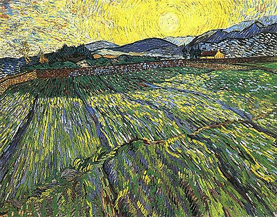 Eingefriedetes Feld mit aufgehender Sonne | Vincent van Gogh | Gemälde Reproduktion