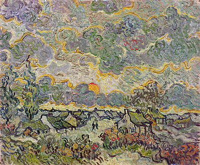 Häuser und Zypressen - Erinnerung an den Norden, 1890 | Vincent van Gogh