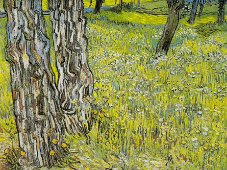 Pine Trees and Dandelions in the Garden, 1890 | Vincent van Gogh | Painting Reproduction
