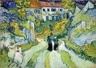 Village Street and Stairs with Figures, 1890 | Vincent van Gogh | Gemälde Reproduktion