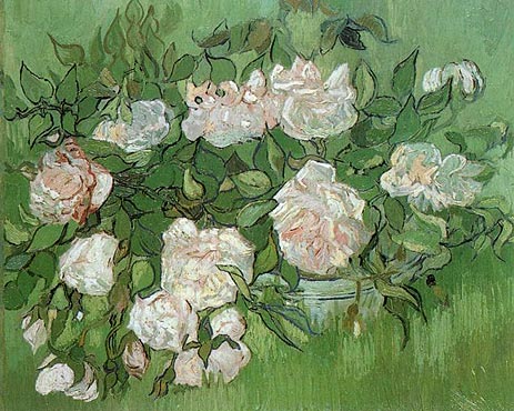 Still Life - Pink Roses, 1890 | Vincent van Gogh | Painting Reproduction