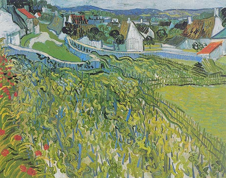 Vineyards with a View of Auvers, 1890 | Vincent van Gogh | Painting Reproduction