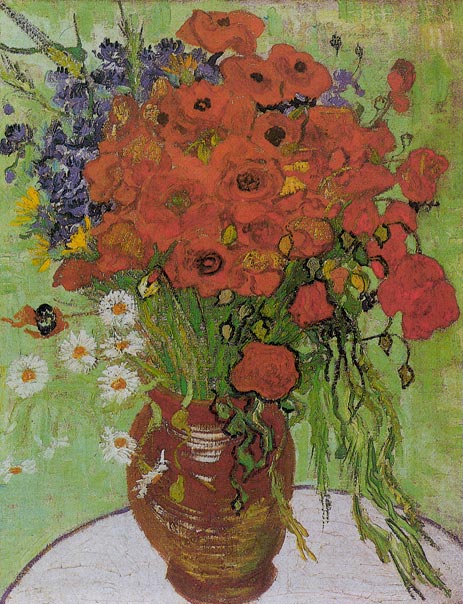 Still Life - Red Poppies and Daisies, 1890 | Vincent van Gogh | Painting Reproduction