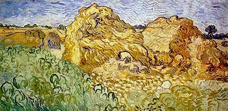 Field with Wheat Stacks, 1890 | Vincent van Gogh | Painting Reproduction
