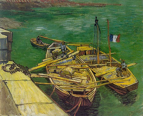 Quay with Men Unloading Sand Barges | Vincent van Gogh | Painting Reproduction