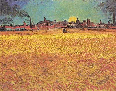 Sunset: Wheat Fields Near Arles | Vincent van Gogh | Painting Reproduction
