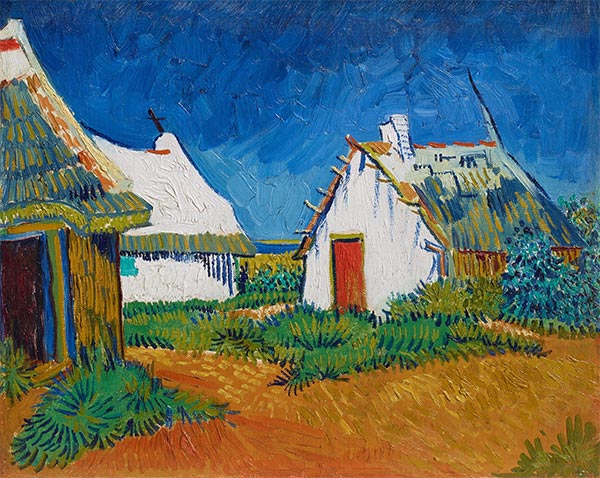 Three White Cottages in Saintes-Maries, 1888 | Vincent van Gogh | Painting Reproduction