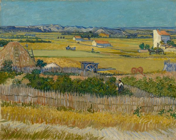 Harvest at La Crau with Montmajour | Vincent van Gogh | Painting Reproduction