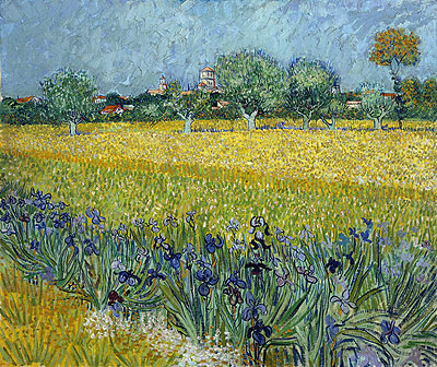 View of Arles with Irises in the Foreground, 1888 | Vincent van Gogh | Painting Reproduction