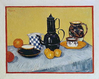 Blue Enamel Coffeepot, Earthenware and Fruit, 1888 | Vincent van Gogh | Gemälde Reproduktion