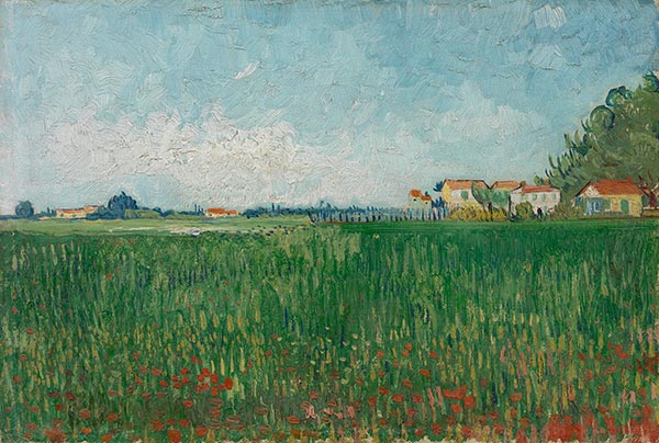 Farmhouses in a Wheat Field Near Arles | Vincent van Gogh | Painting Reproduction