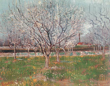 Orchard in Blossom (Plum Trees), 1888 | Vincent van Gogh | Painting Reproduction