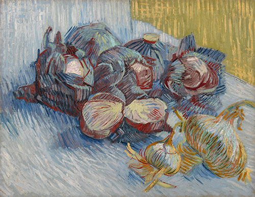 Stillleben mit Rotkohl und Zwiebeln, 1887 von Vincent van Gogh | Gemälde-Reproduktion