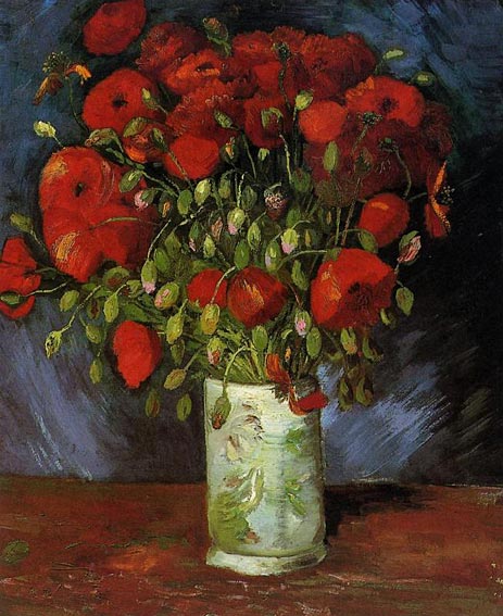 Vase with Red Poppies, c.1886 | Vincent van Gogh | Painting Reproduction
