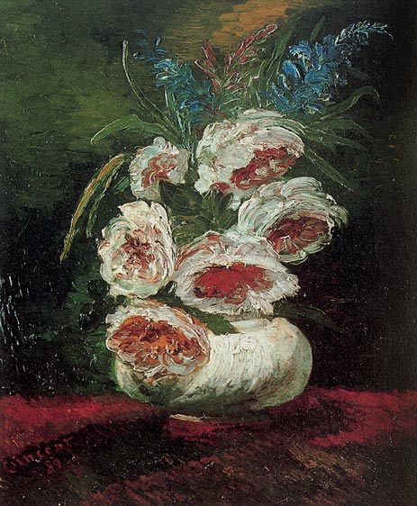 Vase with Peonies, 1886 | Vincent van Gogh | Painting Reproduction