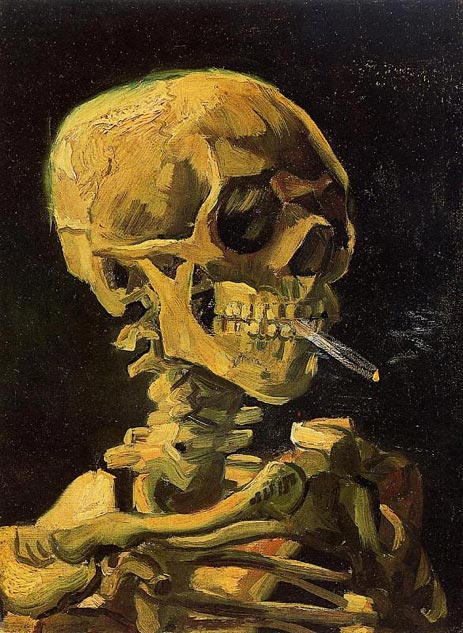 Skull with Burning Cigarette, 1886 | Vincent van Gogh | Gemälde Reproduktion