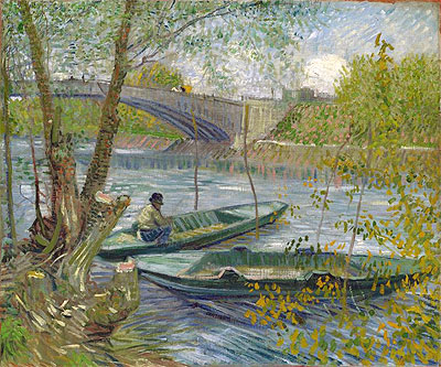 Fishing in Spring, the Pont de Clichy (Asnieres), 1887 | Vincent van Gogh | Painting Reproduction