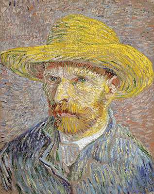 Self Portrait with a Straw Hat, c.1887 | Vincent van Gogh | Gemälde Reproduktion