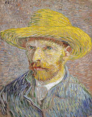 Self Portrait with a Straw Hat | Vincent van Gogh | Painting Reproduction