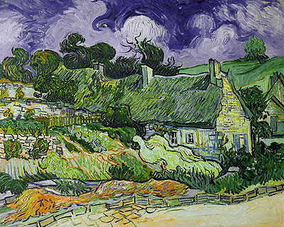 Thatched Cottages at Cordeville, 1890 | Vincent van Gogh | Painting Reproduction