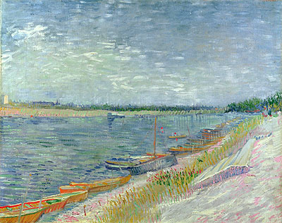 View of a River with Rowing Boats, 1887 | Vincent van Gogh | Painting Reproduction