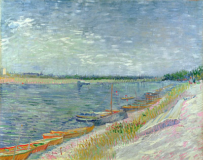 Ansicht eines Flusses mit Ruderbooten | Vincent van Gogh | Gemälde Reproduktion