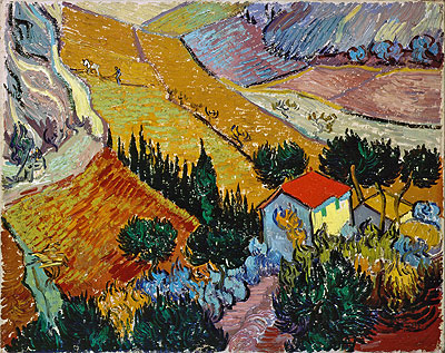 Landscape with House and Ploughman, 1889 | Vincent van Gogh | Painting Reproduction