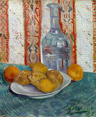 Carafe and Dish with Citrus Fruit, 1887 | Vincent van Gogh | Painting Reproduction