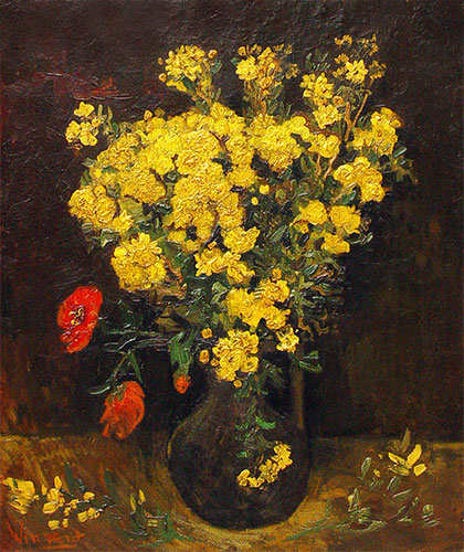 Vase with Poppy Flowers, 1887 | Vincent van Gogh | Painting Reproduction