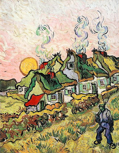 Cottages in the Sunshine - Reminiscence of the North, undated | Vincent van Gogh | Painting Reproduction