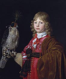 Portrait of a Boy with a Falcon, undated by Wallerant Vaillant | Painting Reproduction