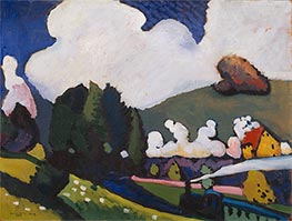 Landschaft bei Murnau mit Lokomotive, 1909 von Kandinsky | Gemälde-Reproduktion