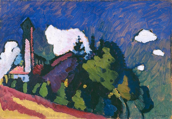 Studie für Landschaft mit Turm, 1908 | Kandinsky | Gemälde Reproduktion
