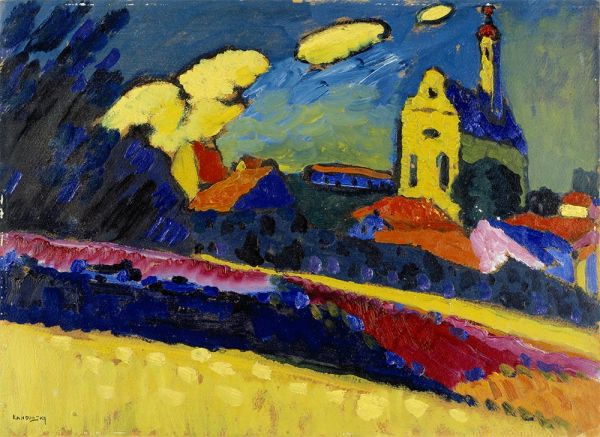 Study for Murnau - Landscape with Church, 1909 | Kandinsky | Painting Reproduction