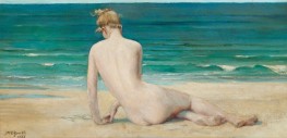 A Nude Seated on the Shore | John Reinhard Weguelin | Painting Reproduction