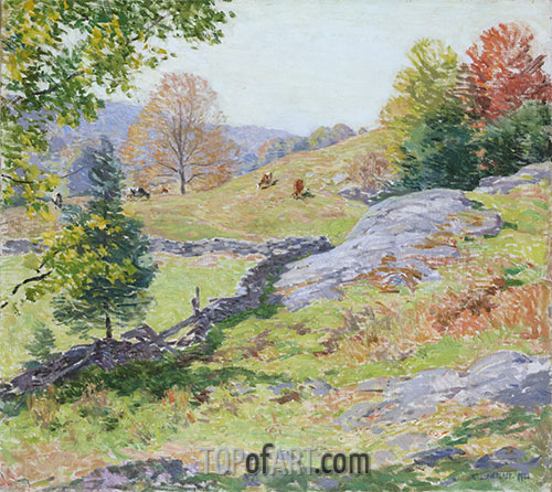Hillside Pastures - September, 1922 | Willard Metcalf | Painting Reproduction