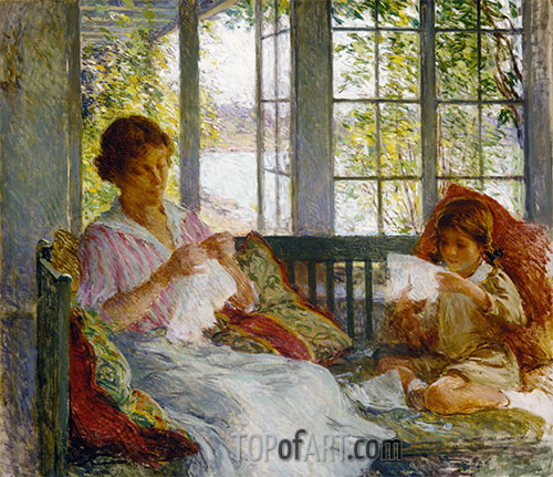 Meine Frau und Tochter, c.1917/18 | Willard Metcalf | Gemälde Reproduktion