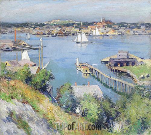 Gloucester Hafen, 1895 von Willard Metcalf | Gemälde-Reproduktion