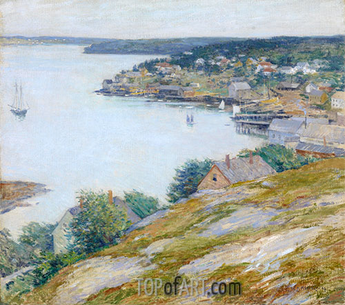 East Boothbay Hafen, Maine, 1904 von Willard Metcalf | Gemälde-Reproduktion