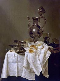 Still Life with Silver Ewer and Watch, 1643 by Claesz Heda | Painting Reproduction