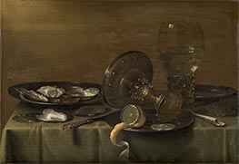 Frühstücksstillleben mit Silbertazza, 1630s von Claesz Heda | Gemälde-Reproduktion
