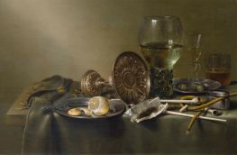 Still Life with Glasses and Tobacco, 1633 by Claesz Heda | Painting Reproduction