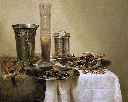 Still Life with Silver Goblets, 1637 by Claesz Heda | Painting Reproduction