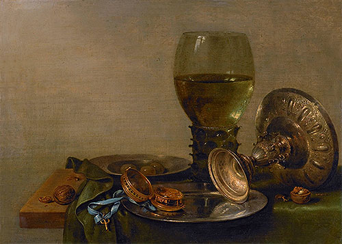 Still Life with Roemer and Silver Tazza, 1630 | Claesz Heda | Gemälde Reproduktion