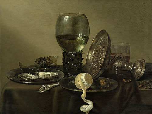 Still Life with Oysters, a Rummer, a Lemon and a ..., 1634 by Claesz Heda | Painting Reproduction